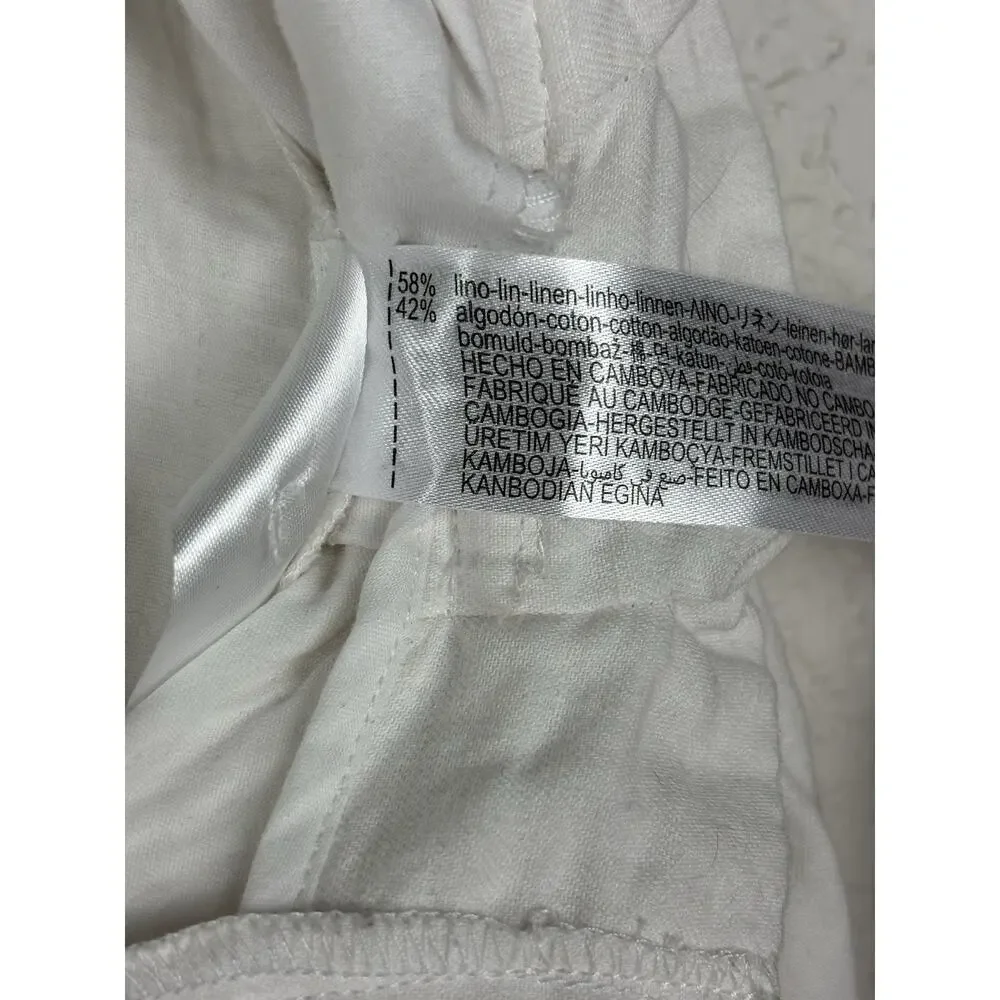 Zara Linen Cotton Women’s Shorts Size‎ Large White Breathable Summer Minimalist